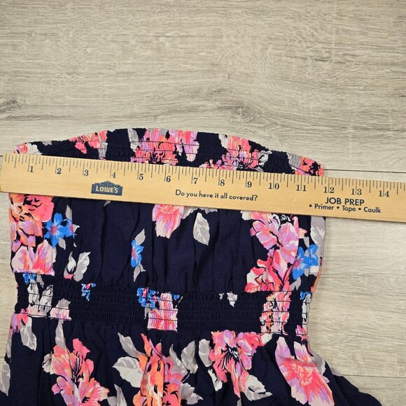 Old Navy Bandeau Dress Sz S/P Navy Blue Floral Maxi Flowy Boho Summer Maternity - Picture 4 of 9